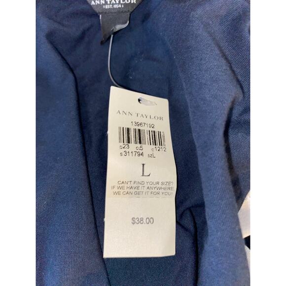 NWT $38 Ann Taylor size Large Blue White Yellow Sleeveless Top - Picture 8 of 10